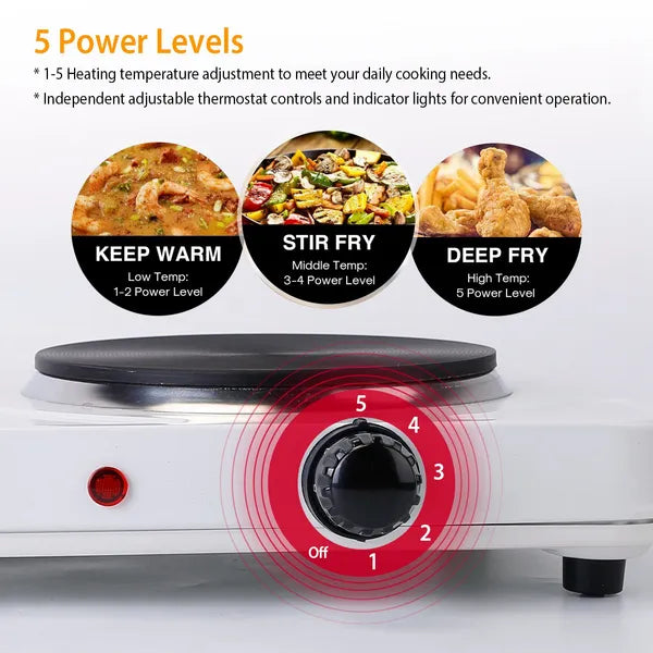 2000W Double Electric Burner Portable Dual Counter Stove
