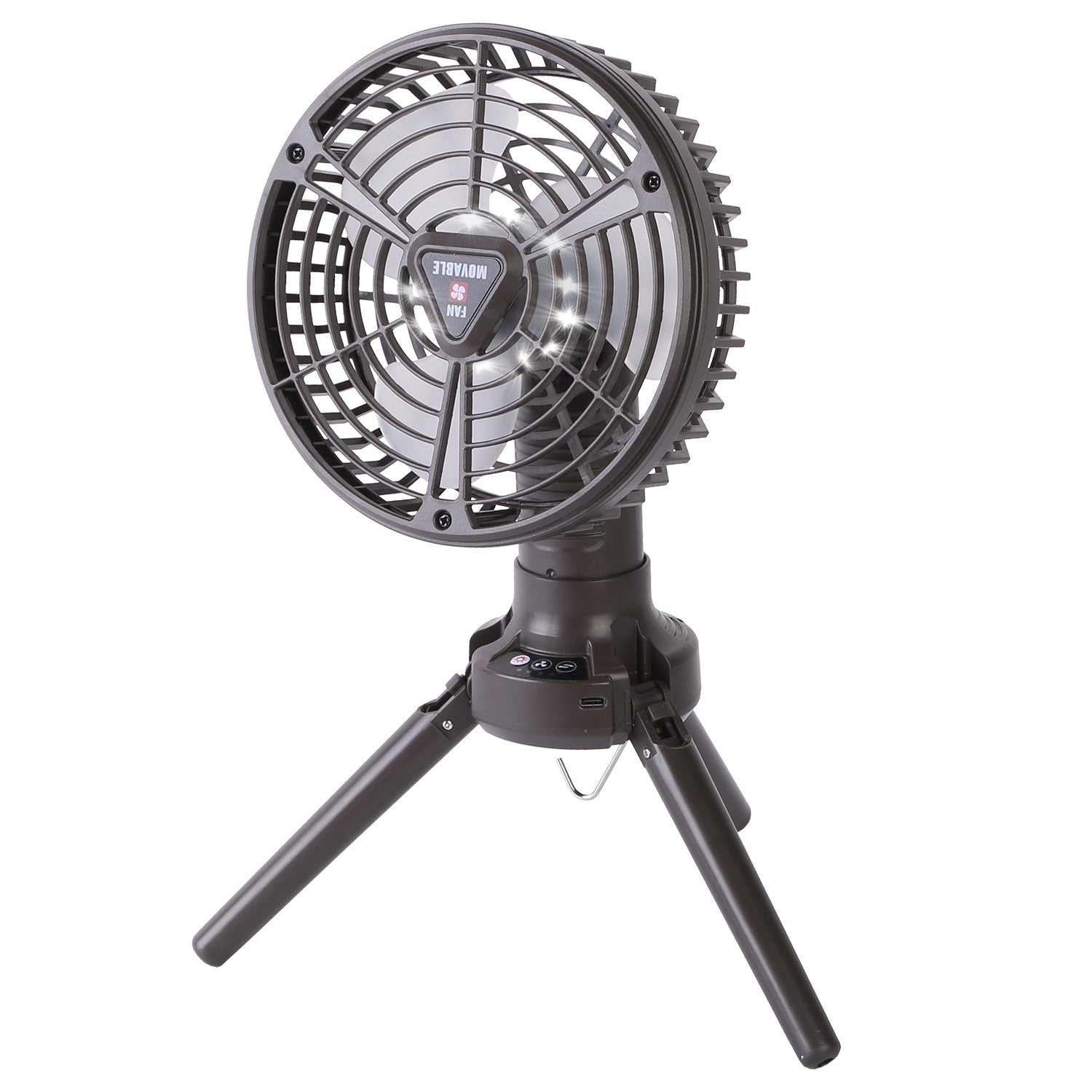 1Pc 10400mah Portable Camping Fan with LED Light Rechargeable