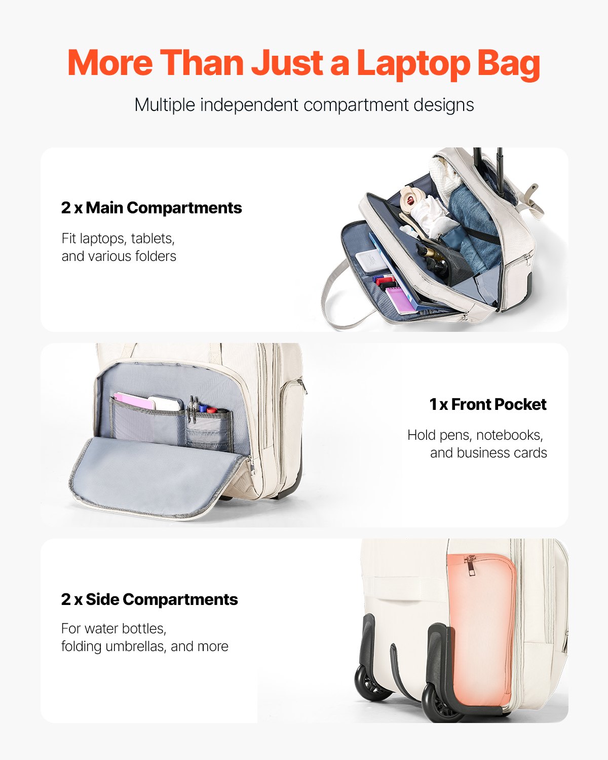 Rolling Laptop Bag, Fits Up To 15.6 Inch Laptop