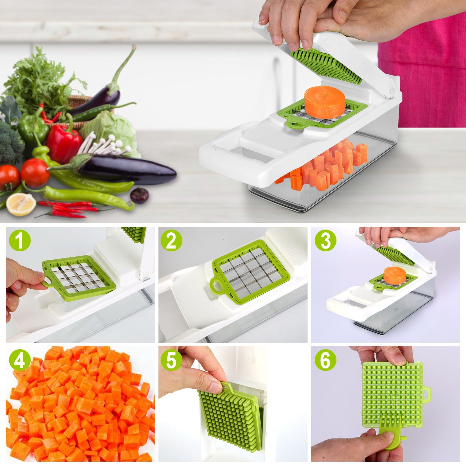 1Set 12 In 1 Vegetable Chopper With Container