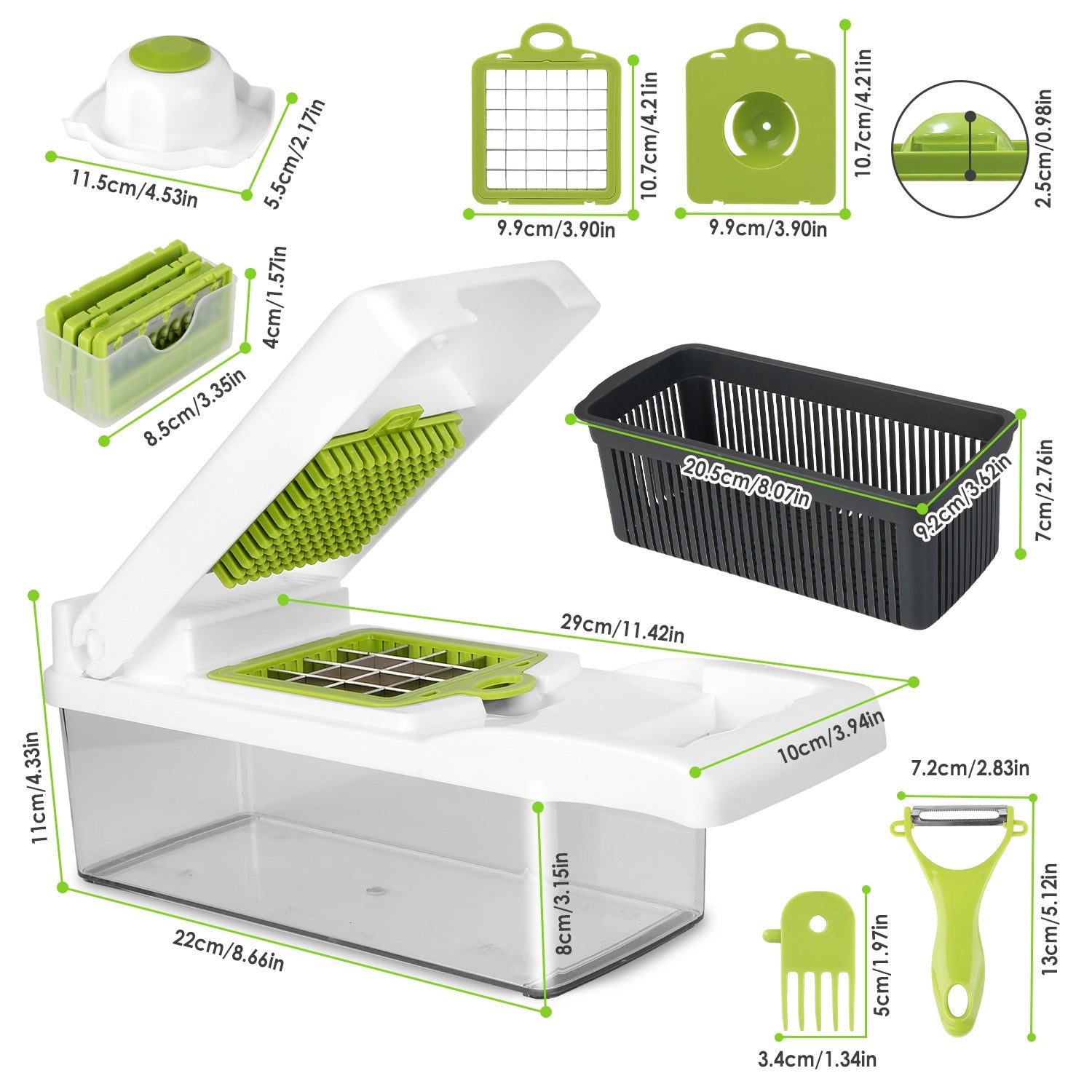 1Set 12 In 1 Vegetable Chopper With Container