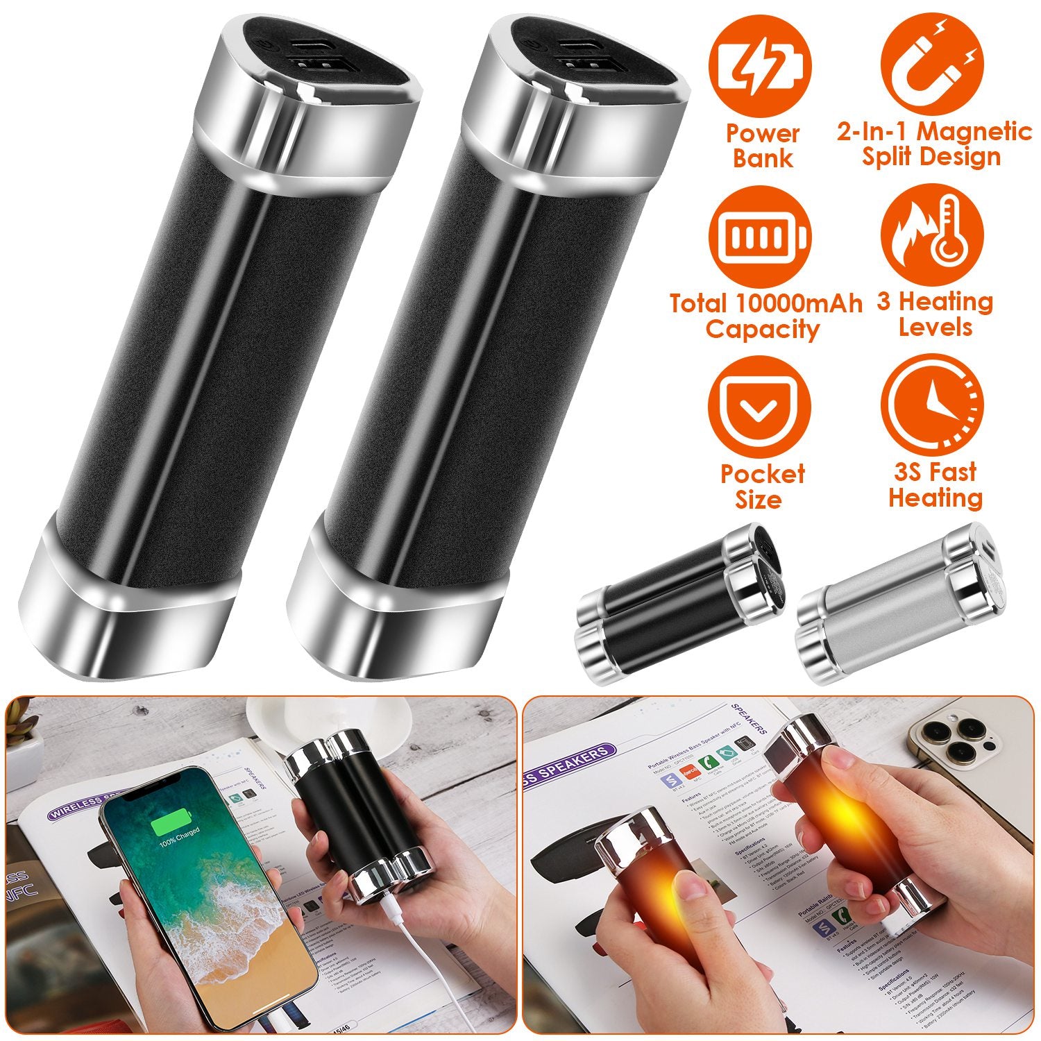 2 Packs Split-Magnetic Handwarmers