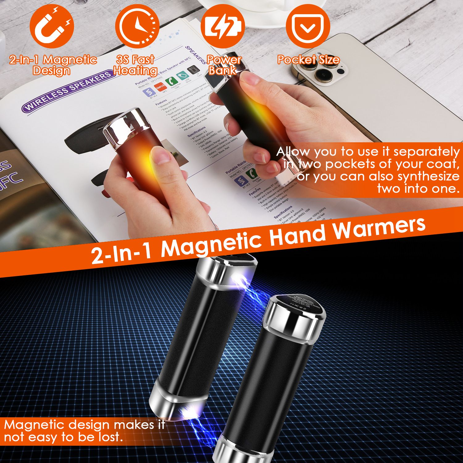 2 Packs Split-Magnetic Handwarmers