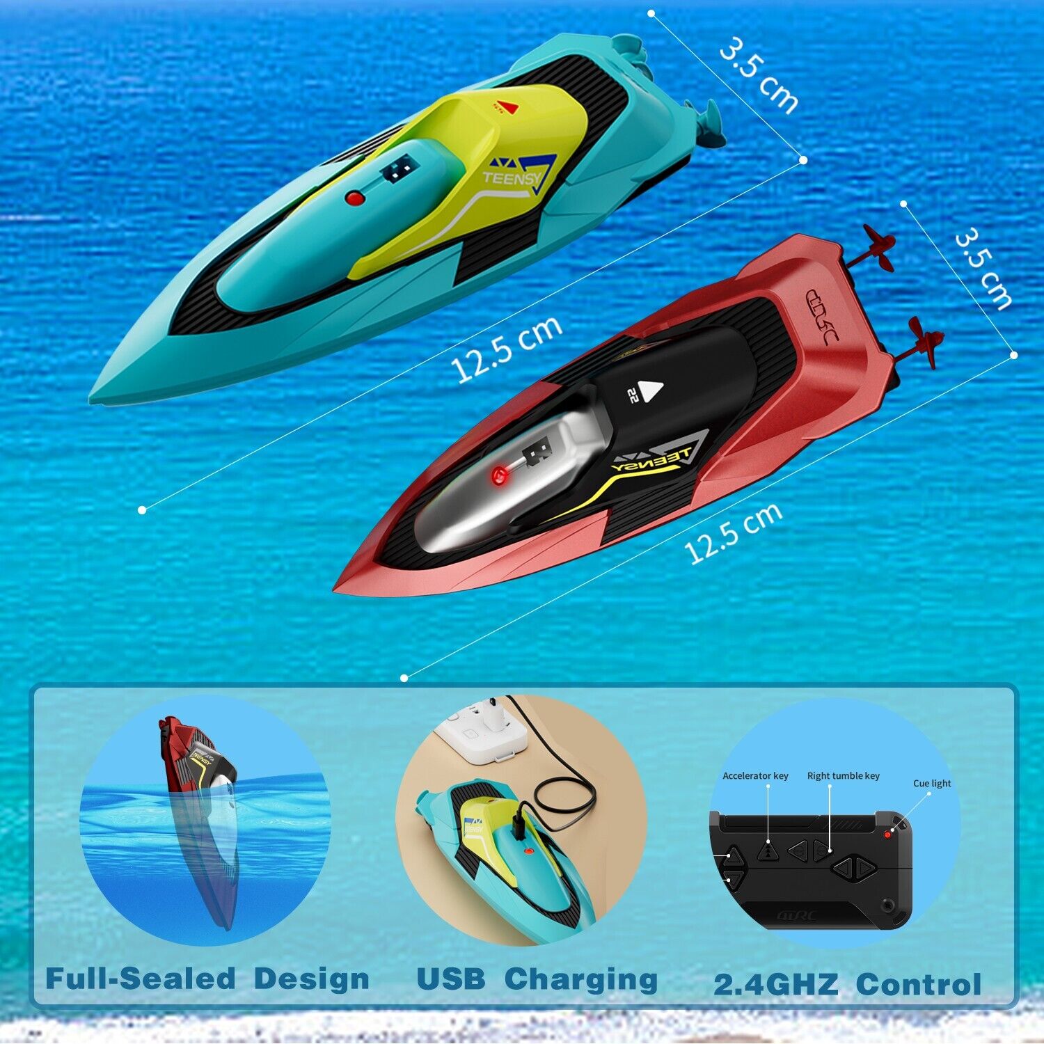 2.4 GHz 20- MPH Racing Boats For Kids