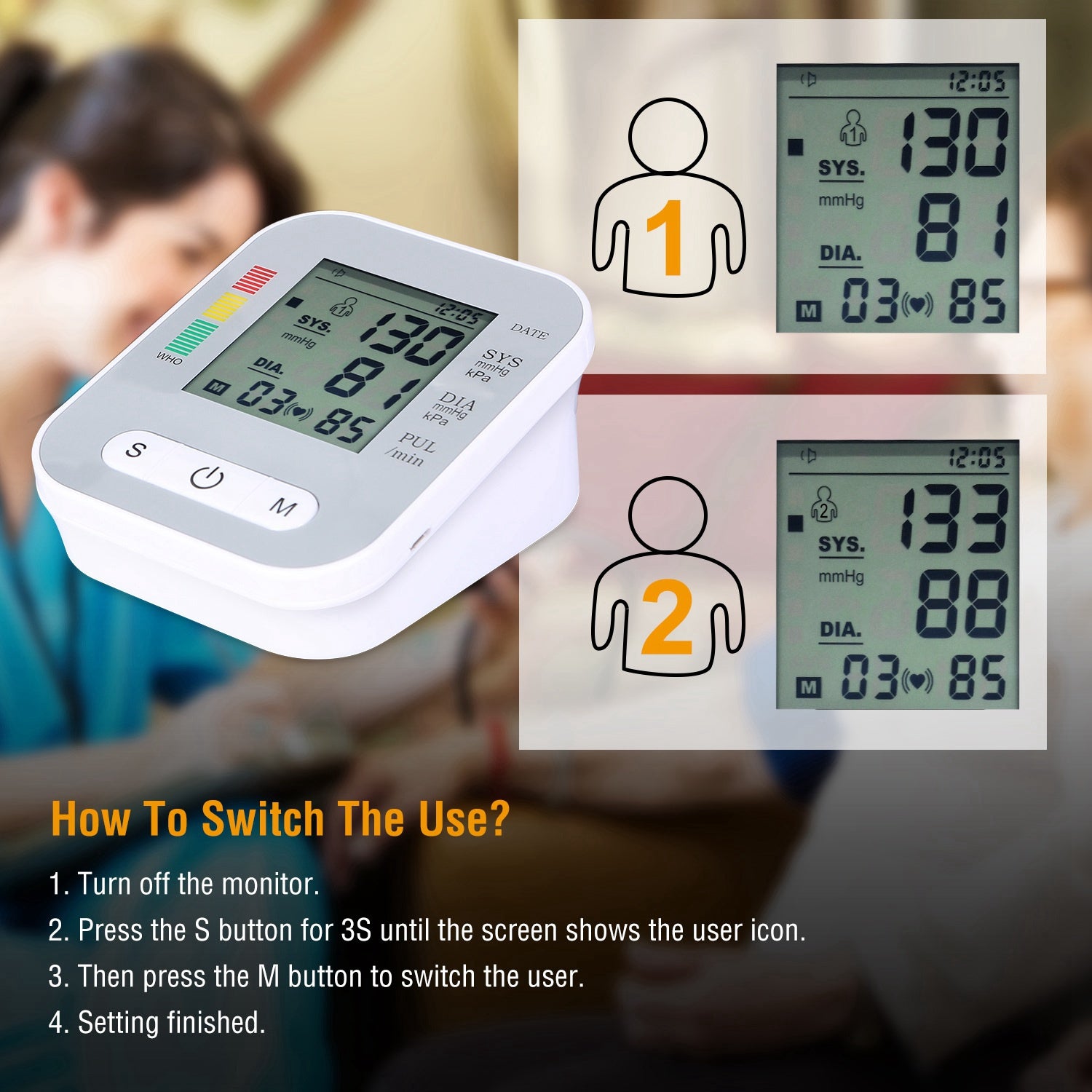 1Pc Digital Arm Blood Pressure Monitor with Voice