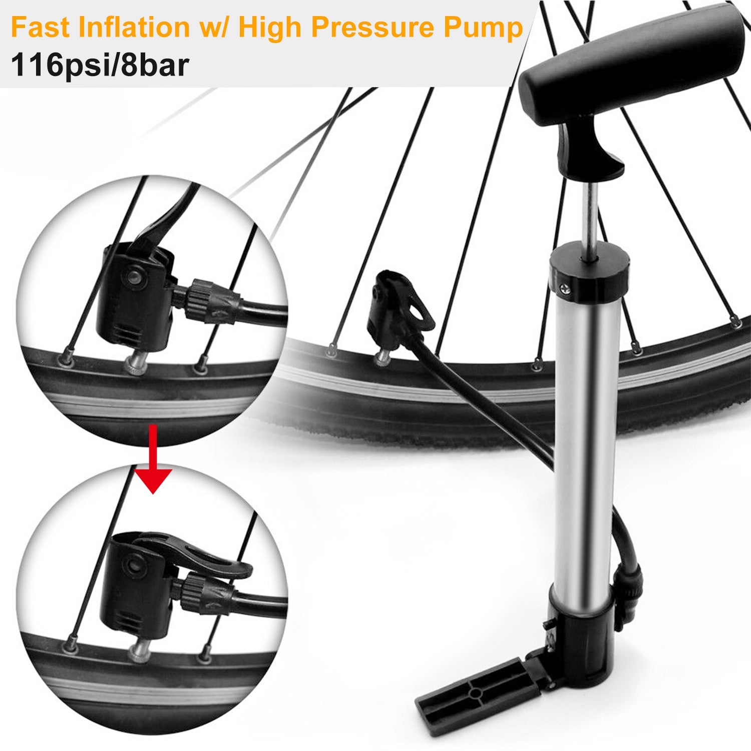 1Pc Minibike Inflator Portable Bicycle Tire Inflator Ball Air