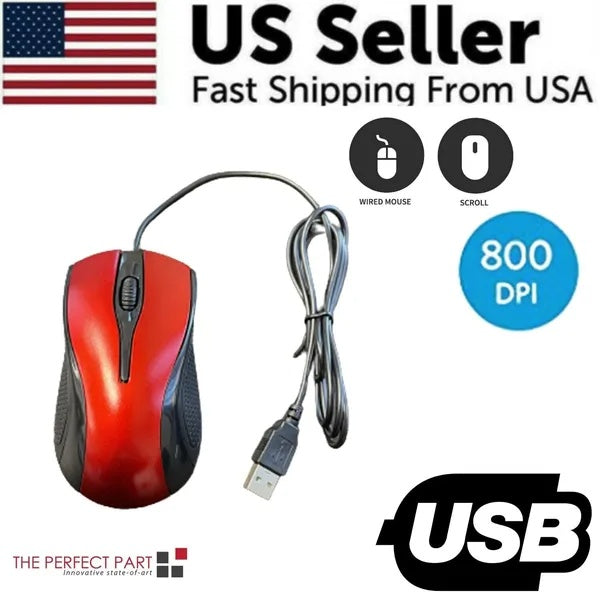 USB 2.0 Optical Wired Scroll Wheel Mouse