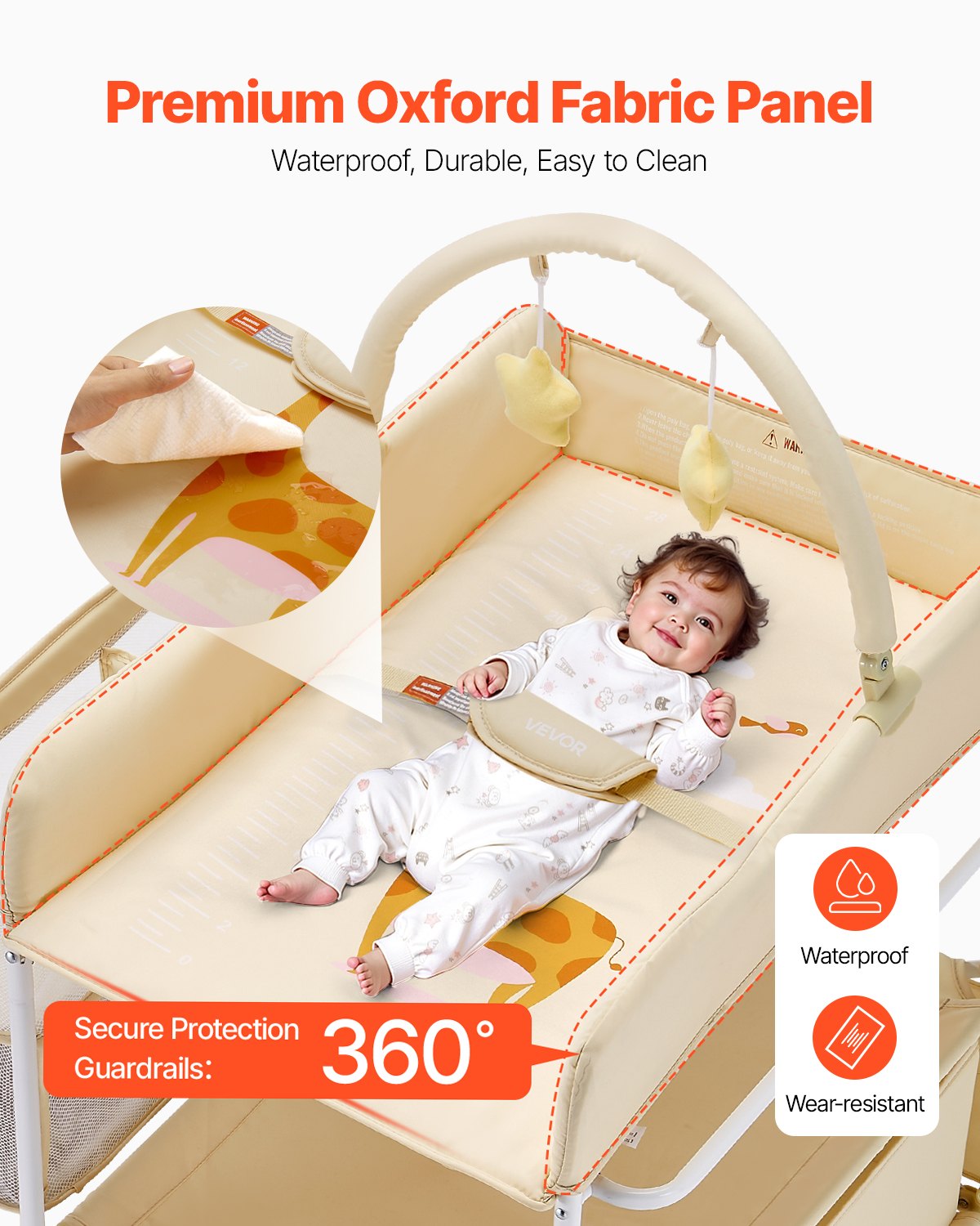 Foldable Diaper Change Station With 2 Fabric Drawers