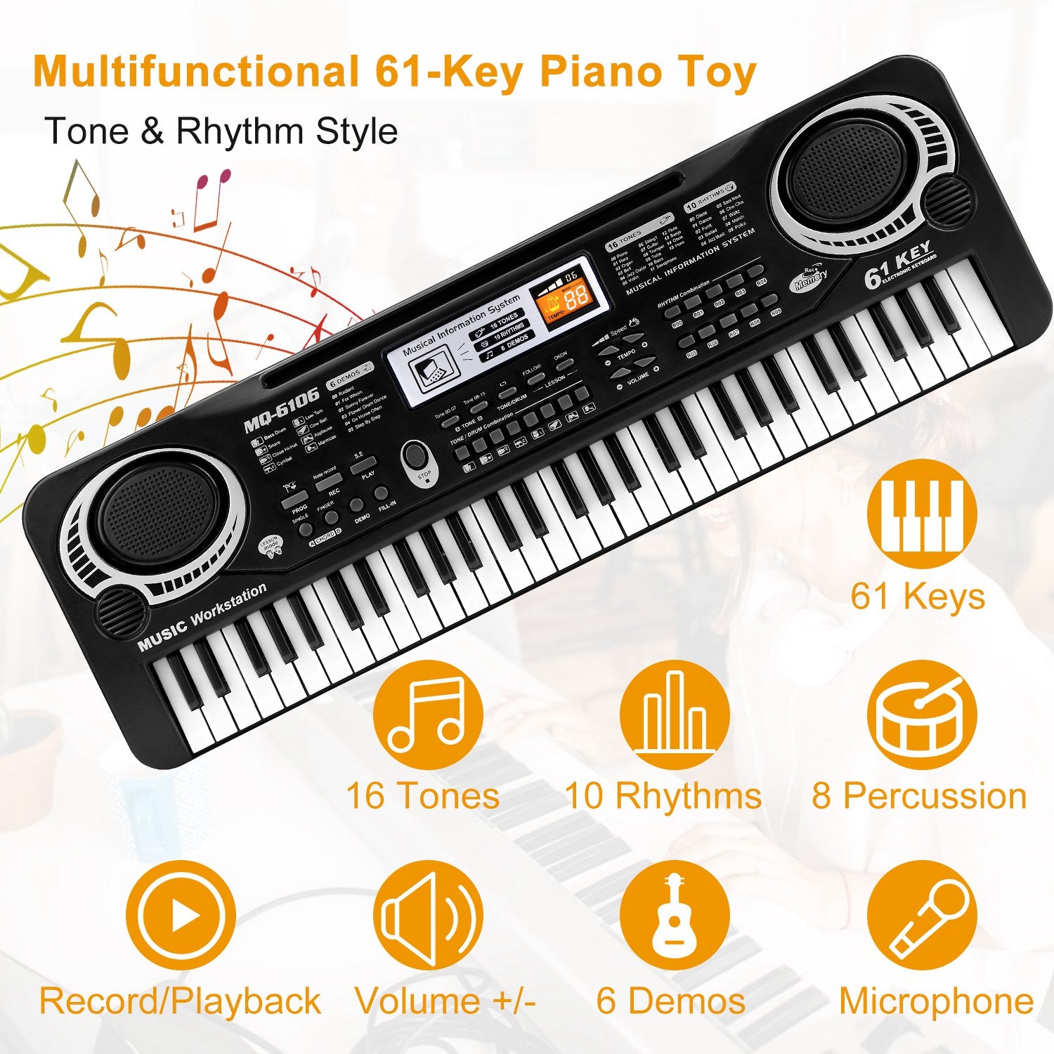 61 Keys Digital Music Electronic Keyboard