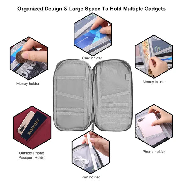 Travel Passport Wallet 12Cells Ticket ID Credit Card Holder