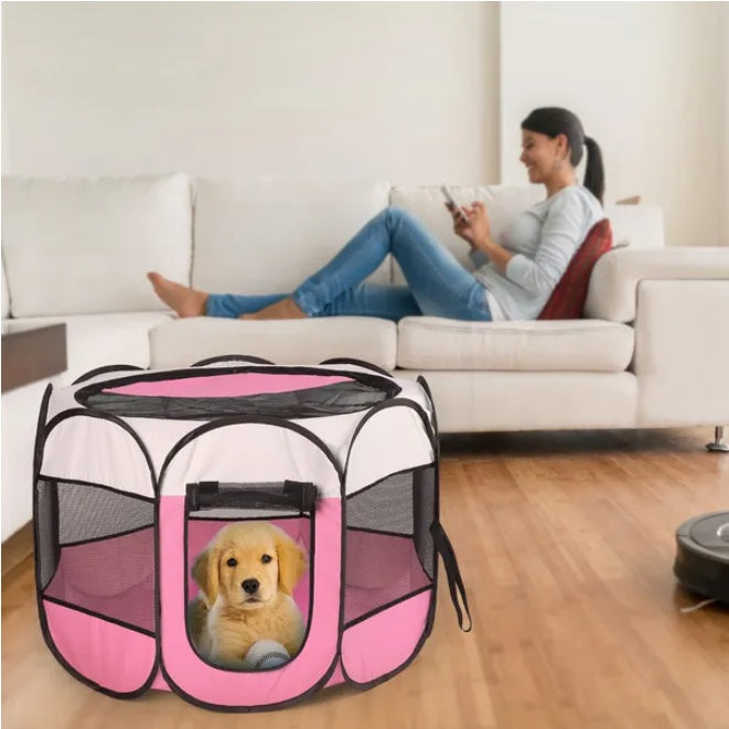 Portable Foldable Pet Fence Sports Pen Dog House