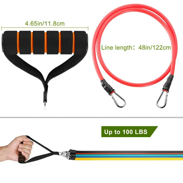 11Pcs Resistance Bands Set Fitness Workout Tubes