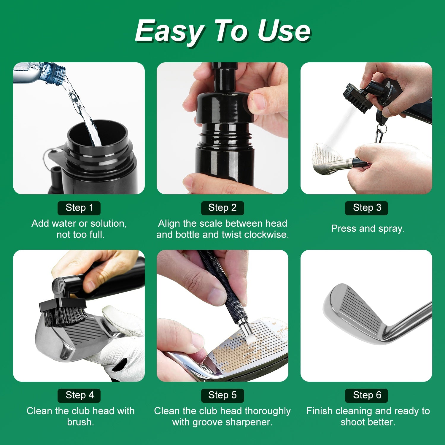 1Pc 3 In 1 Golf Club Cleaning Kit Golf Club