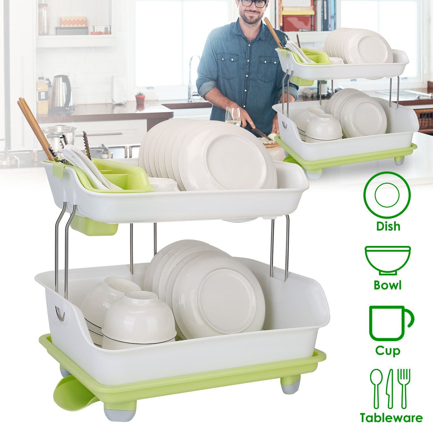 2-Tier Dish Drying Rack