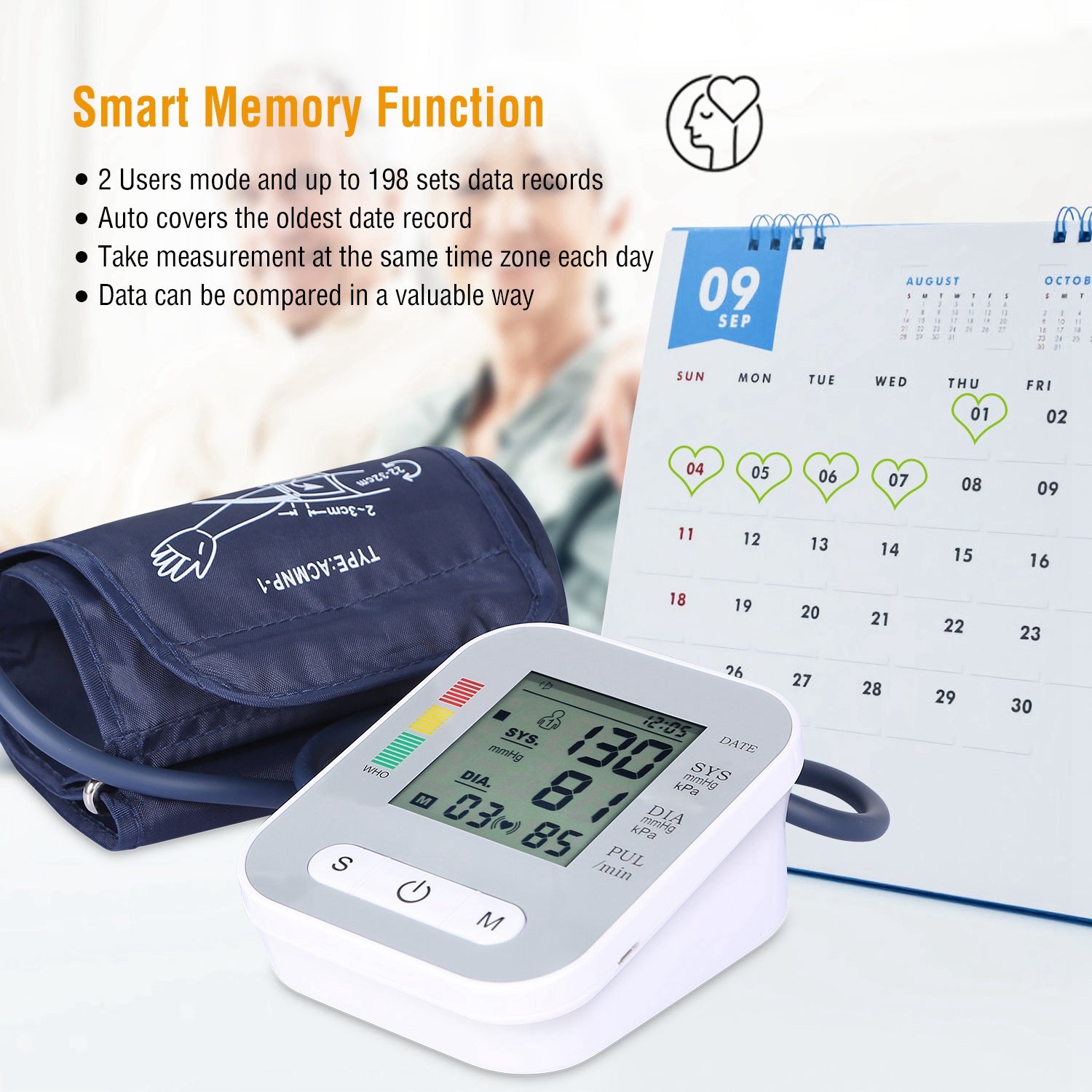 1Pc Digital Arm Blood Pressure Monitor with Voice