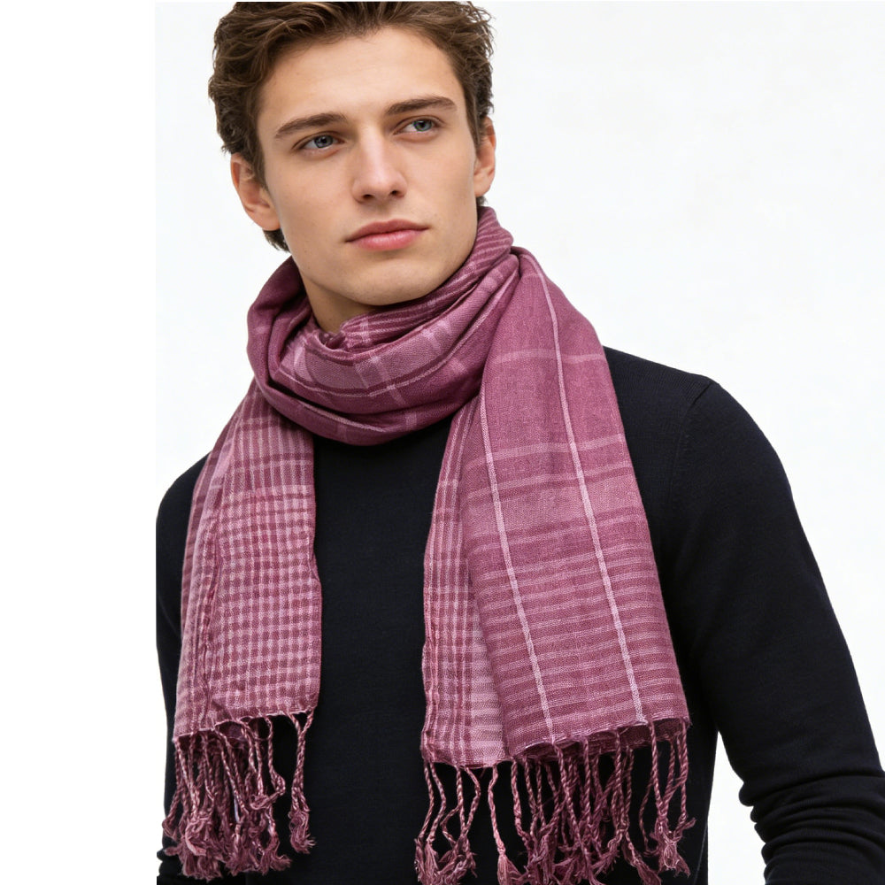 2pcs Bright Color Block Fuchsia Yarn-Dyed