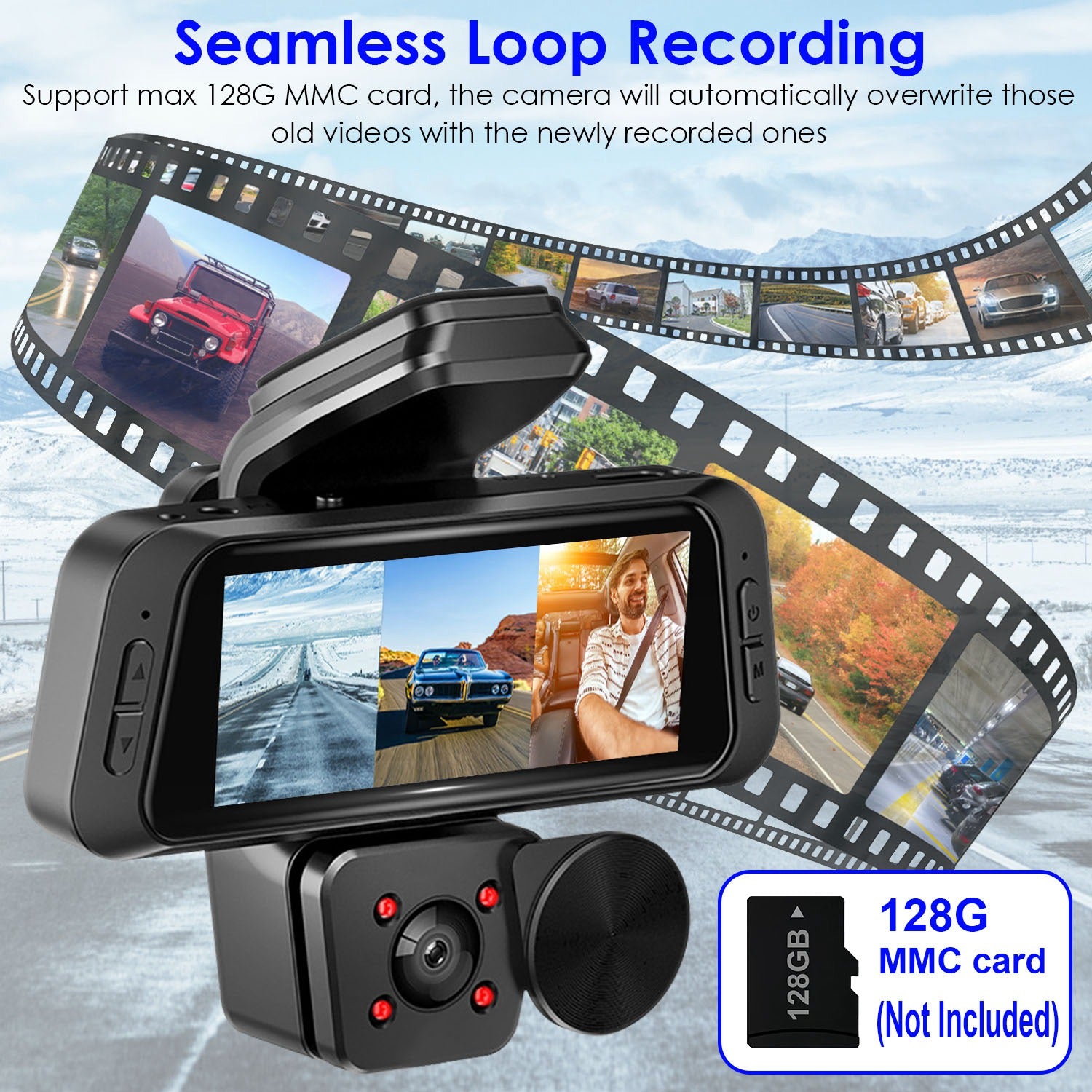 1080P FHD 3 Channel Wi-Fi Dash Cam