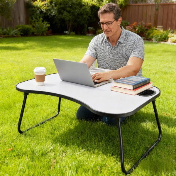 Portable Laptop Desk, Gray And White