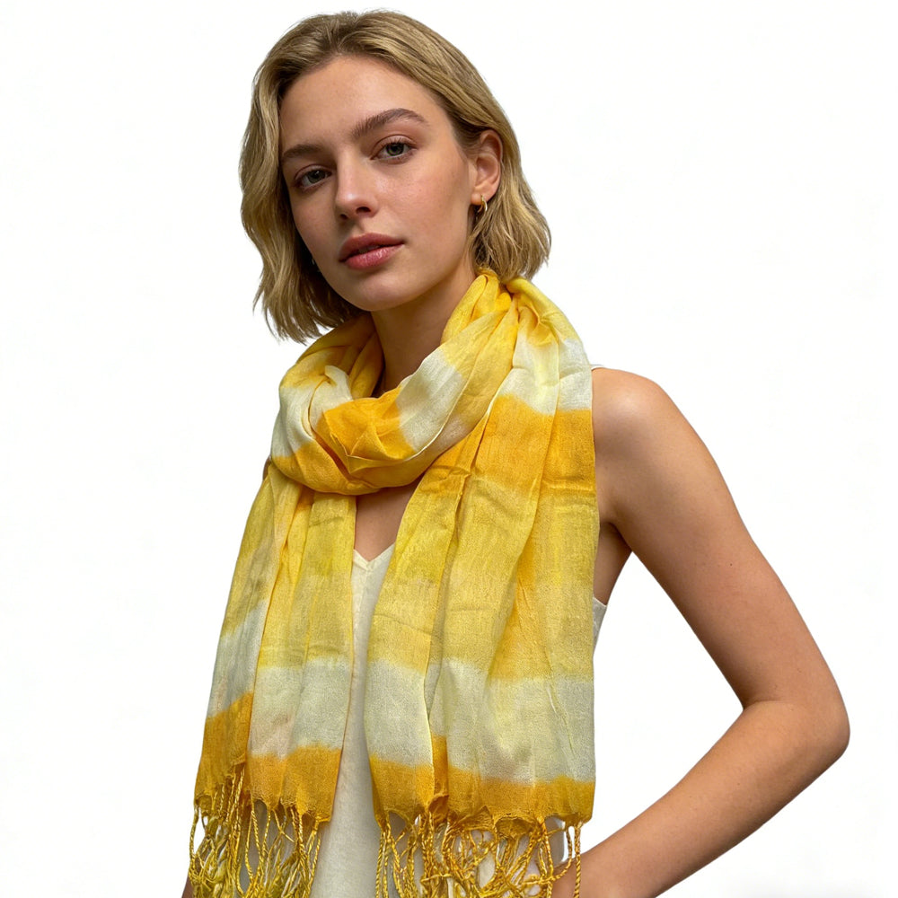 Yellow Floral Pattern Printed Scarf