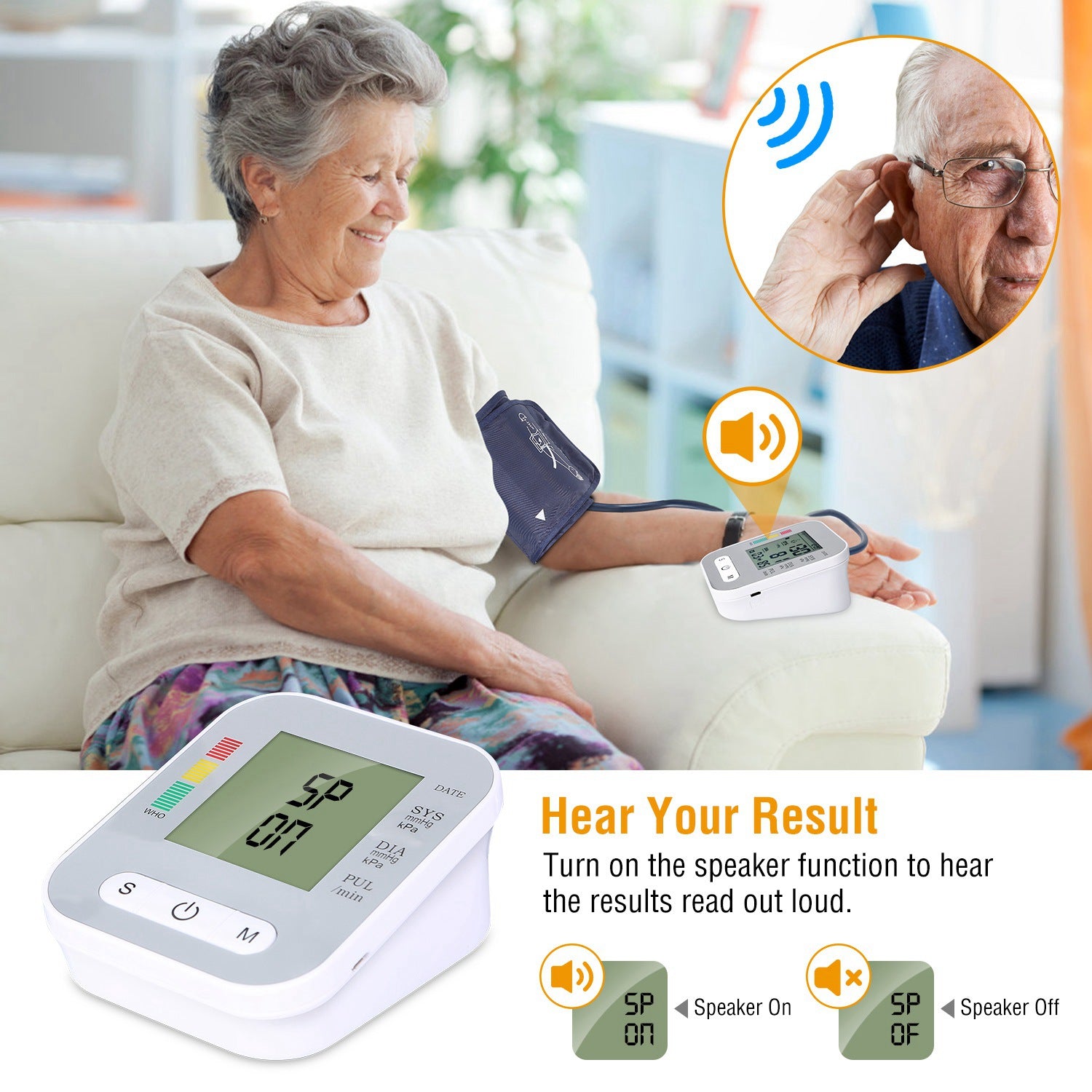 1Pc Digital Arm Blood Pressure Monitor with Voice