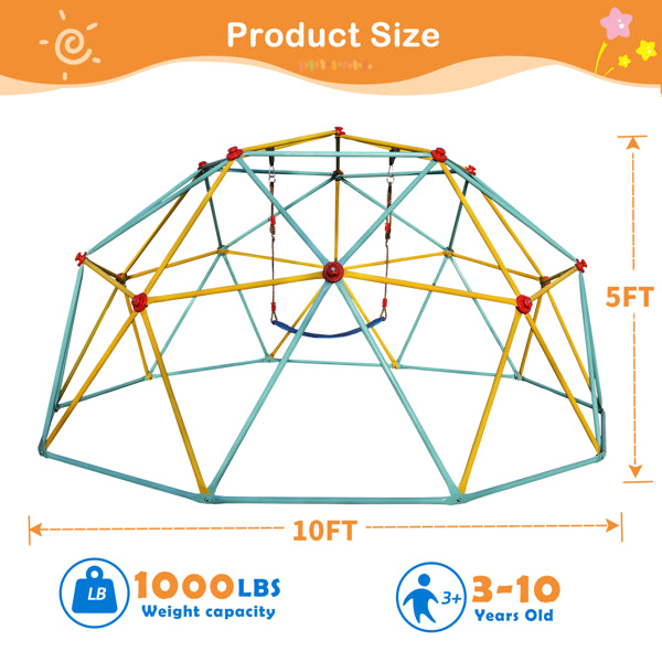 10FT Climbing Dome for Kids Jungle Gym