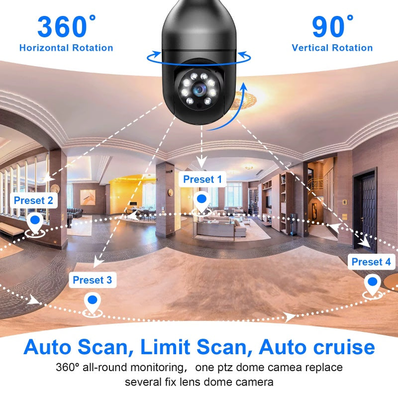 Light Bulb Security Camera 2.4GHz 5G with Wi-Fi