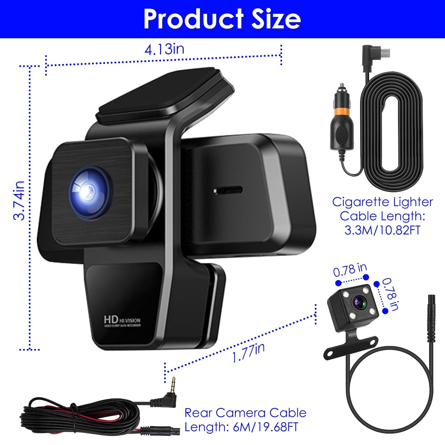 1080P FHD 3 Channel Wi-Fi Dash Cam