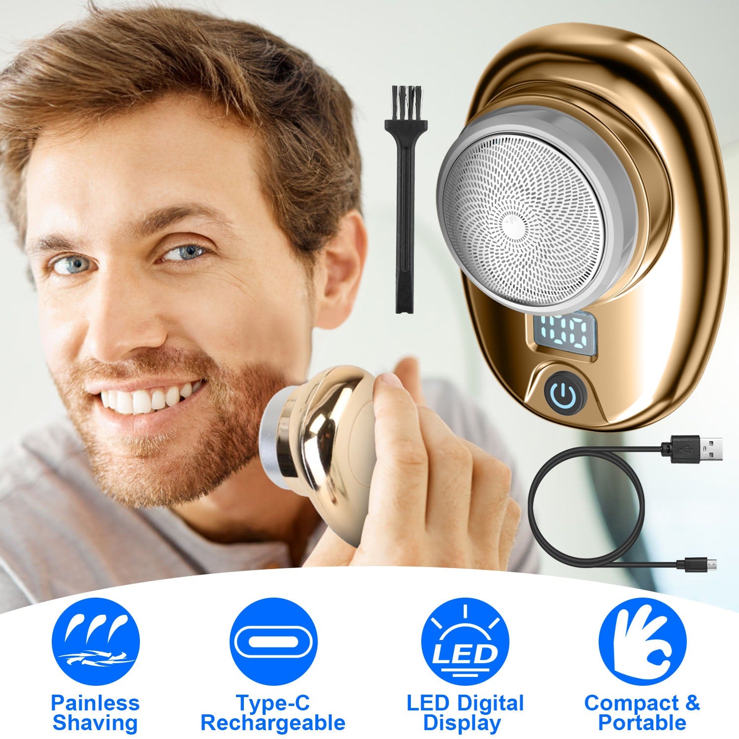 1Pc Portable Electric Shaver Razor for Men