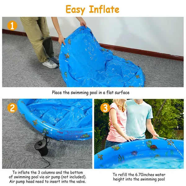 51x13In Inflatable Swimming Pool For 3 Kids
