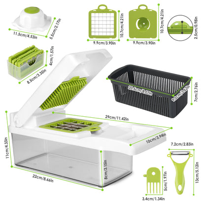1Set 12 In 1 Vegetable Chopper With Container