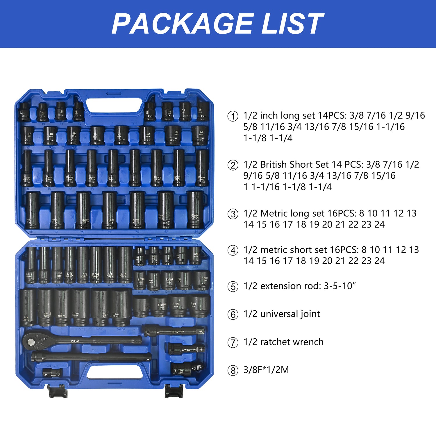 Air Tool and Accessories Kit, 66 Pieces set
