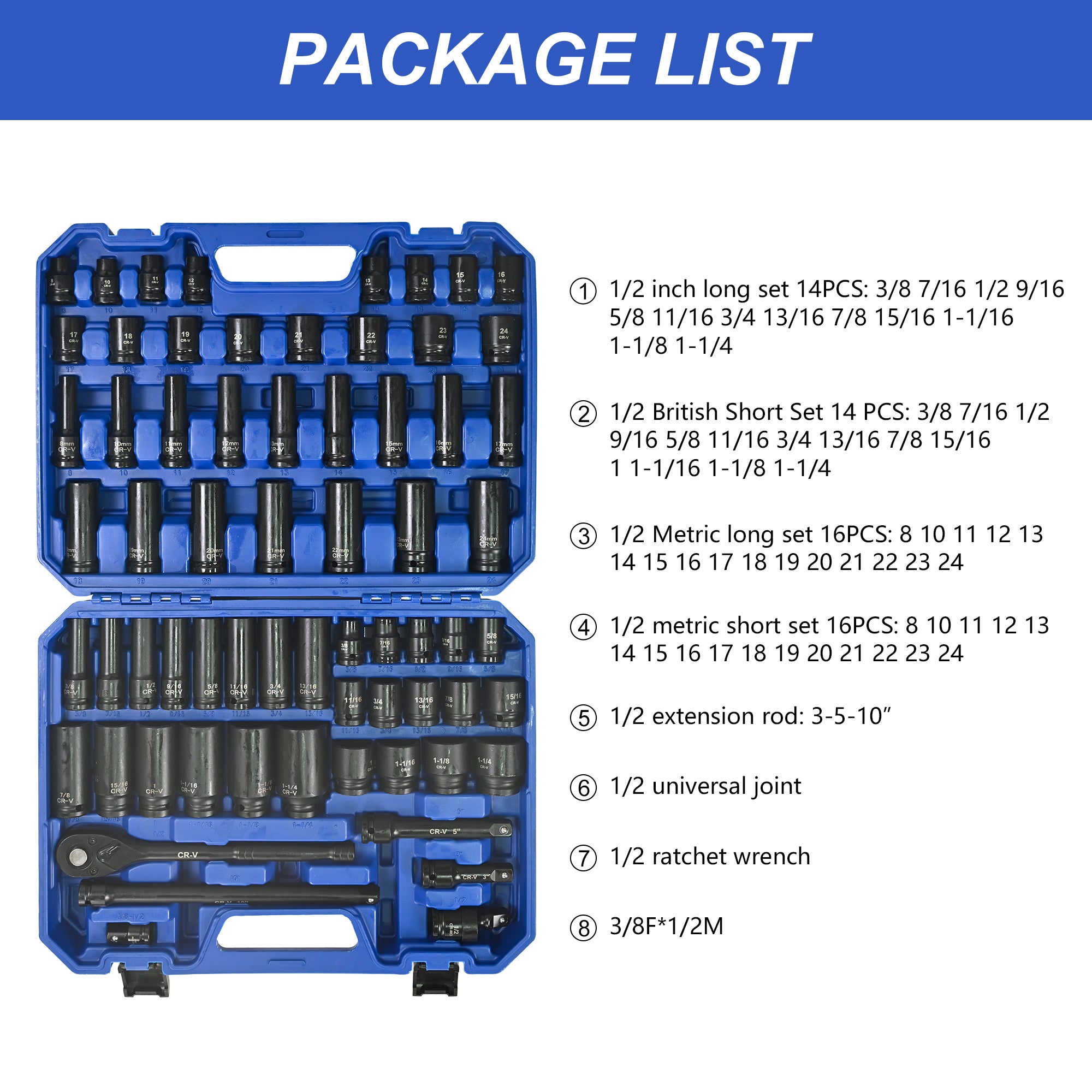 Air Tool and Accessories Kit, 66 Pieces set