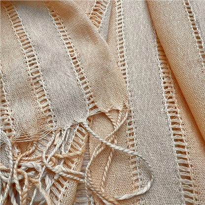 Classic Yarn Dyed Pattern Khaki Long Scarf