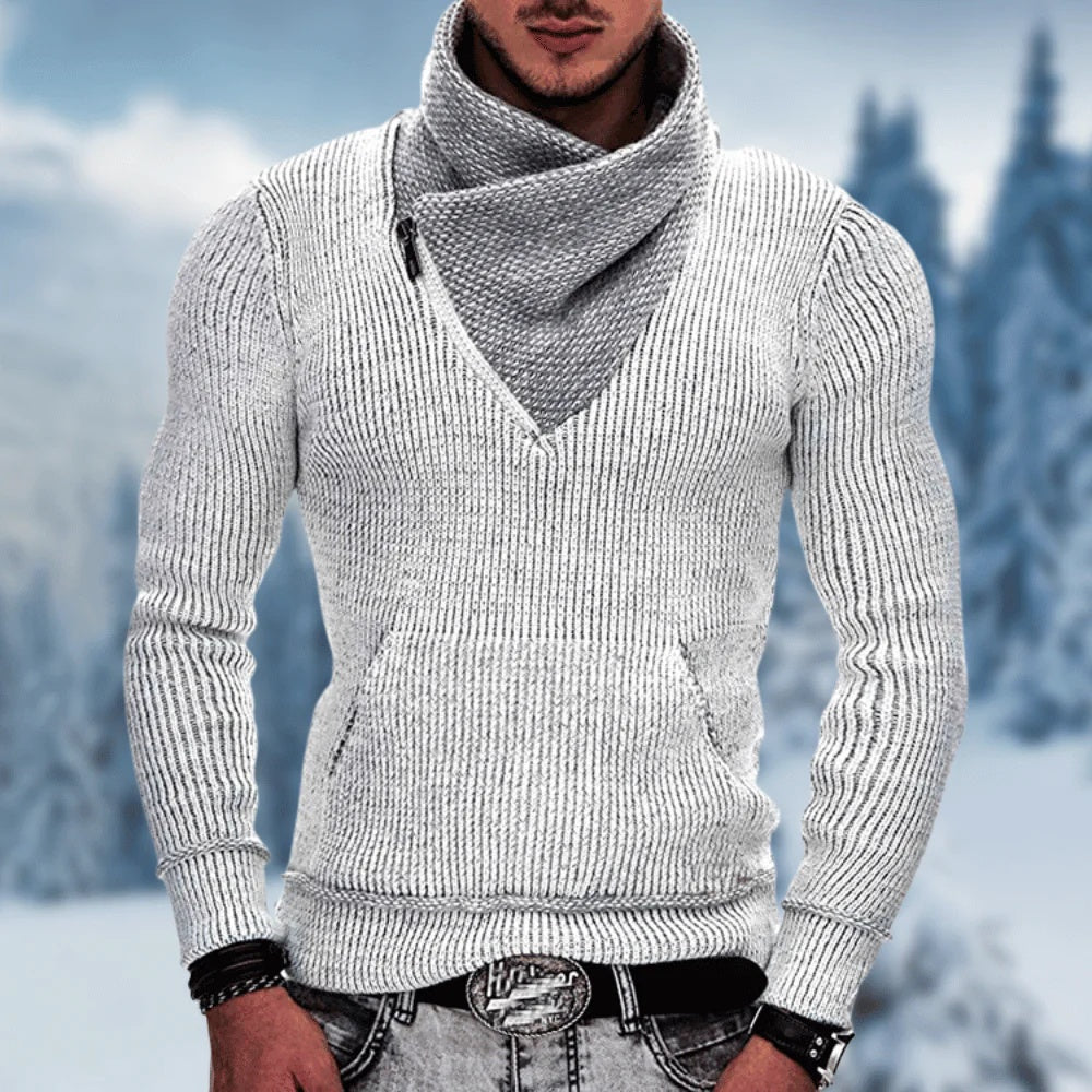 Fashion Pocket High Neck Slim Fit Sweater
