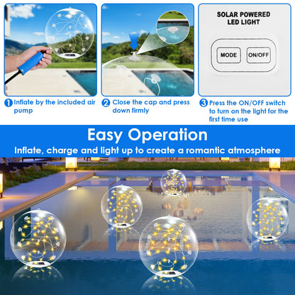 2Pcs Floating Pool Lights 14in Solar Powered