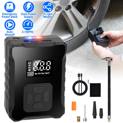 1Pc 150PSI Cordless Tire Inflator Digital Air