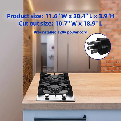 Kitchen Gas Cooktop 2 Dual Burners