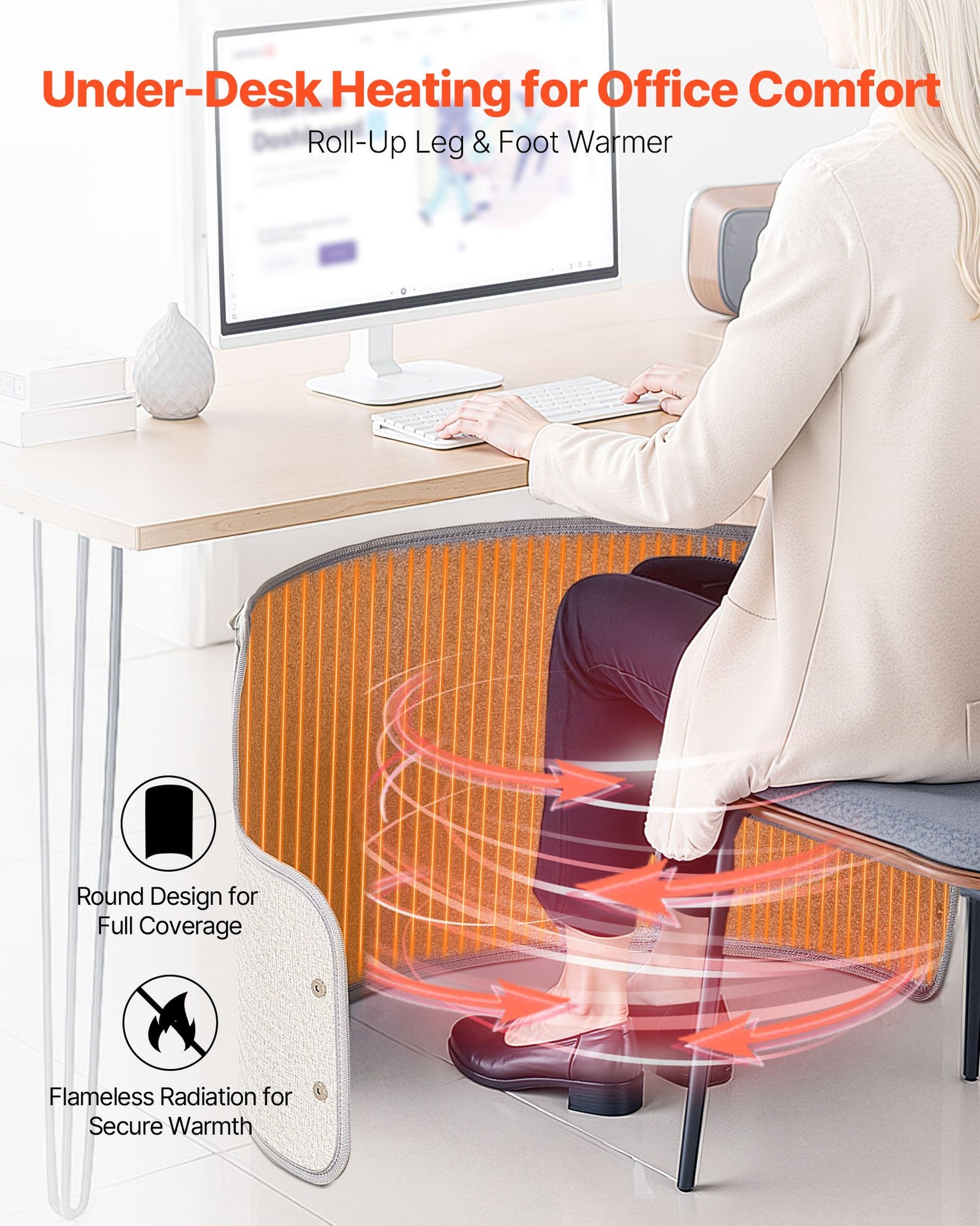 Under Desk Space Heater, Rollable Foot Warmer