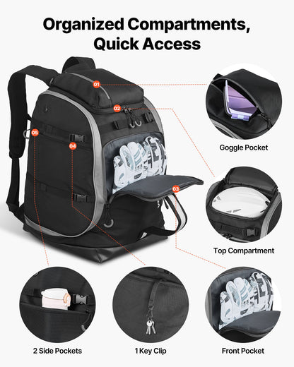 Ski Boot Bag, 65L, Snowboard Boots Travel Backpack