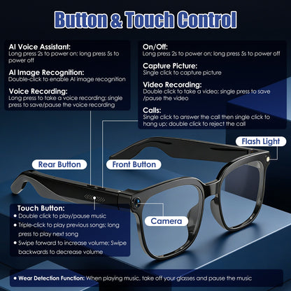 1Pc AI Smart Glasses with Camera and Audio