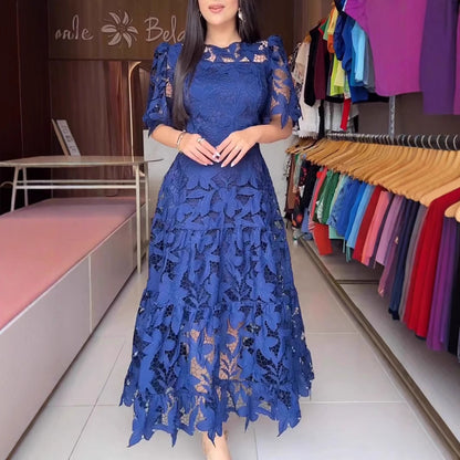 Lace Hollow-out Round-neck Dress