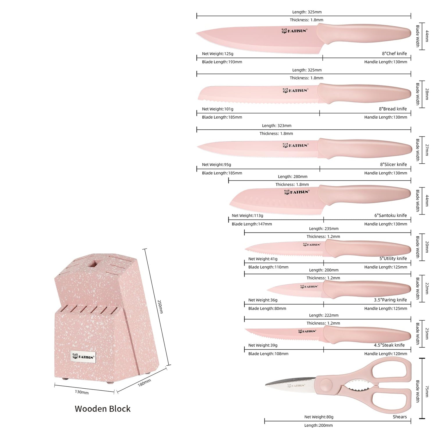 14 Kitchen Knife Set with Block