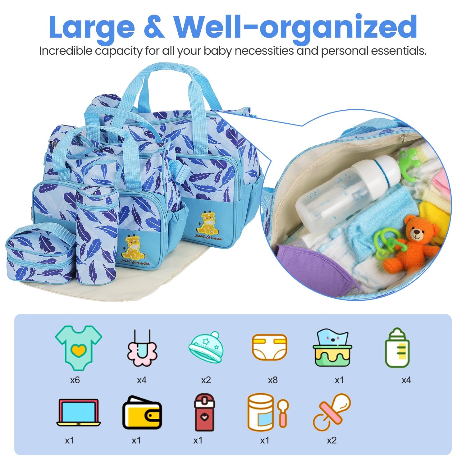 5Pcs Baby Nappy Diaper Bags