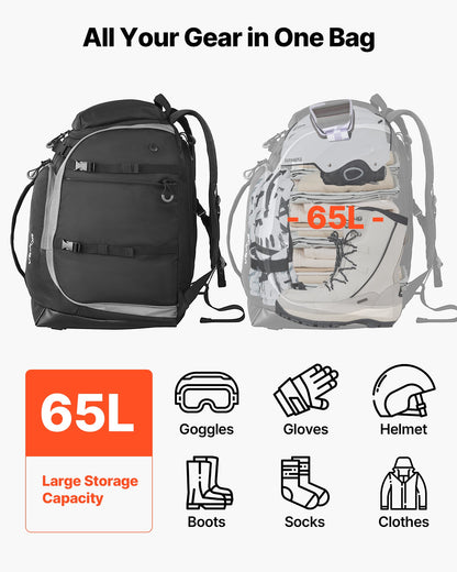 Ski Boot Bag, 65L, Snowboard Boots Travel Backpack