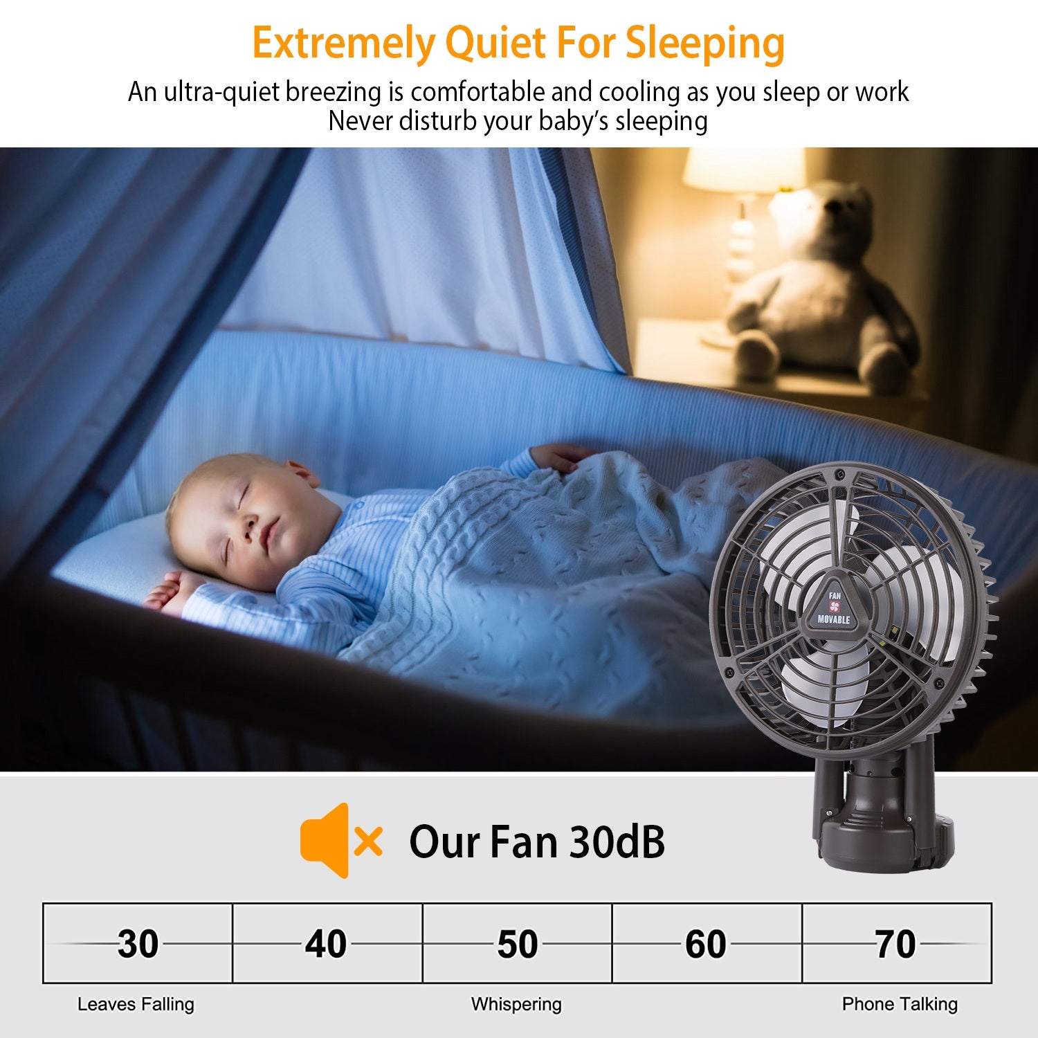 1Pc 10400mah Portable Camping Fan with LED Light Rechargeable