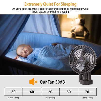 1Pc 10400mah Portable Camping Fan with LED Light Rechargeable