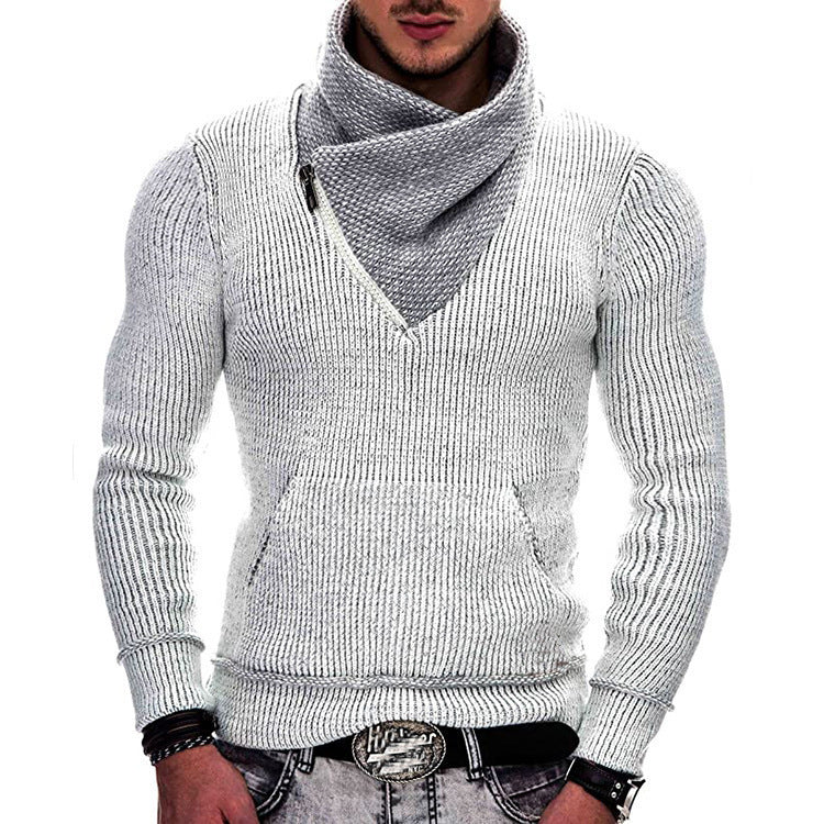Fashion Pocket High Neck Slim Fit Sweater