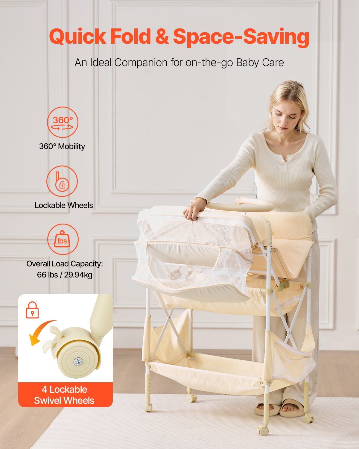 Foldable Diaper Change Station With 2 Fabric Drawers
