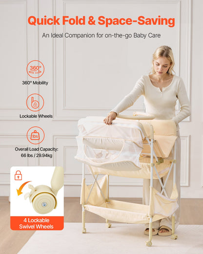 Foldable Diaper Change Station With 2 Fabric Drawers
