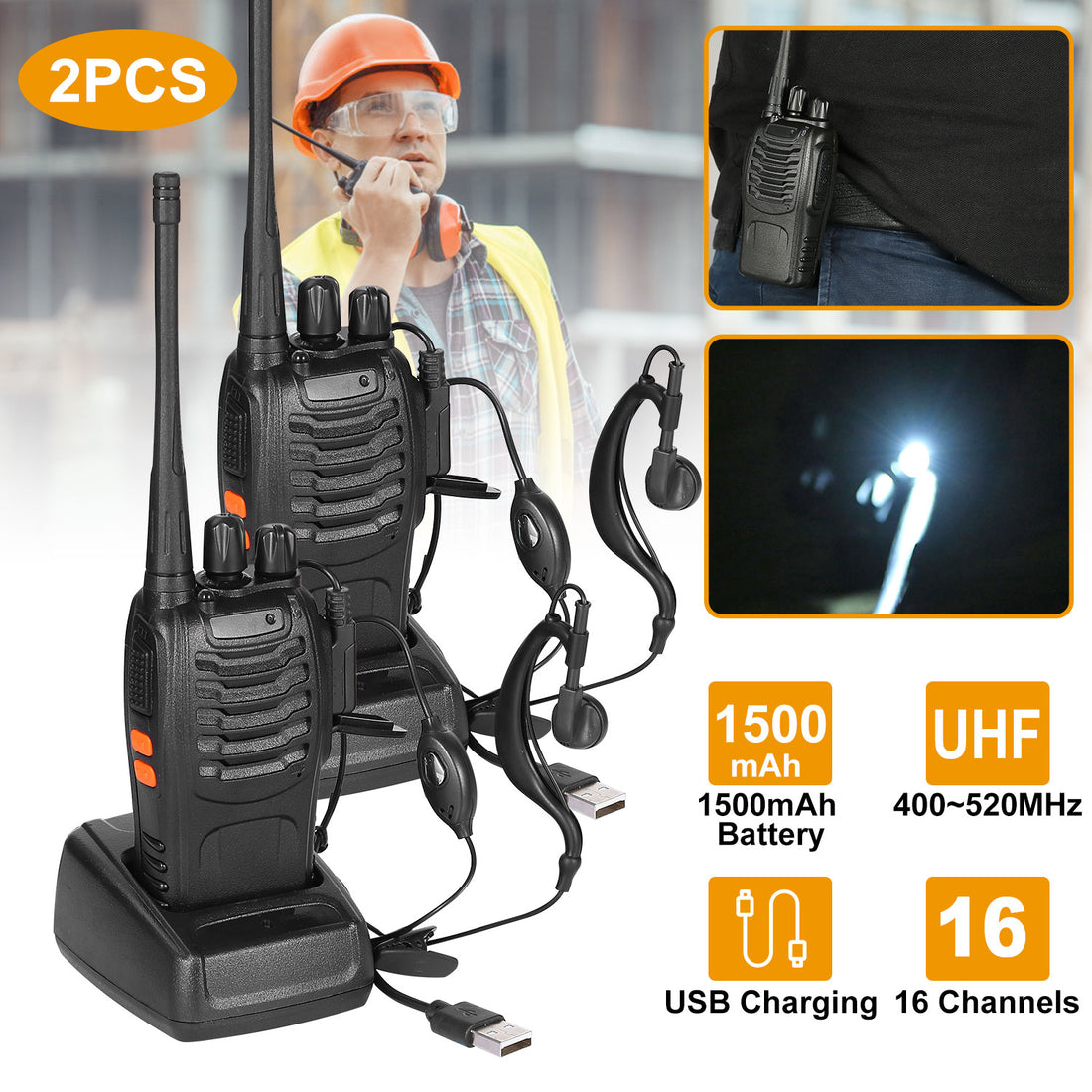 Two Way Radio UHF 16CH 400-470MHZ Long Range